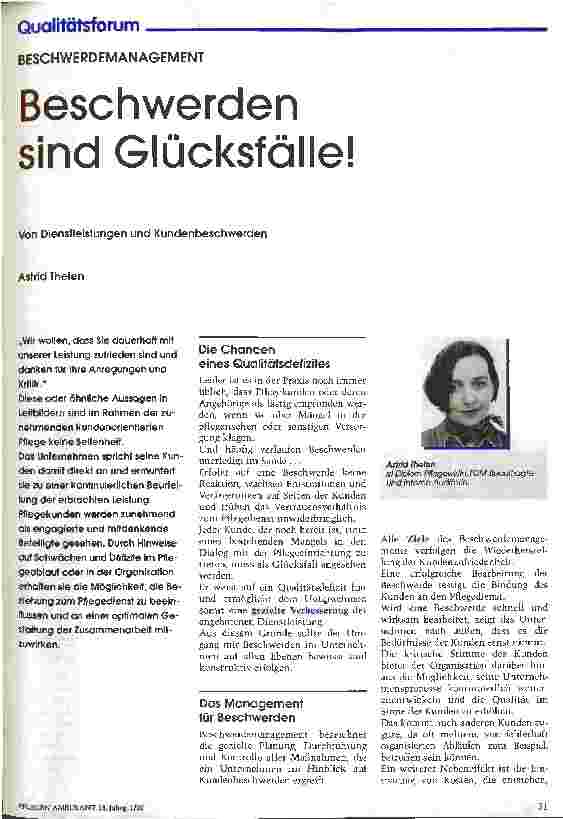 Vorschauseite 1: Beschwerden sind Glücksfälle! Von Dienstleistungen und Kundenbeschwerden
