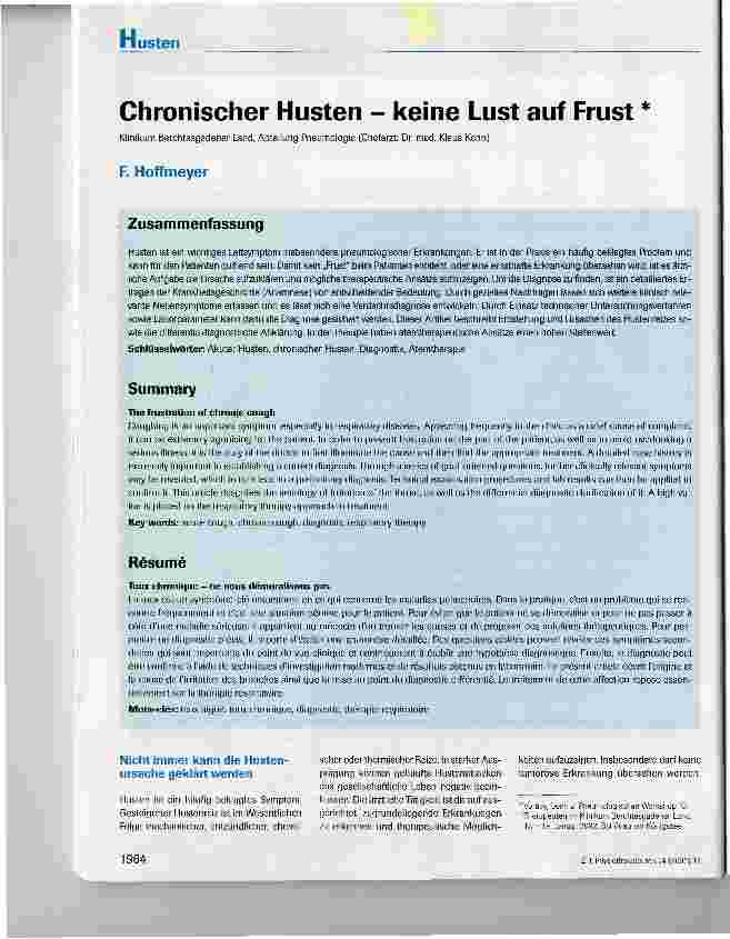 Vorschauseite 1: Chronischer Husten - keine Lust auf Frust