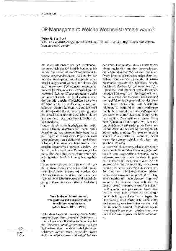 Vorschauseite 1: OP-Management: Welche Wechselstrategie wann?