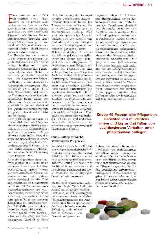 Vorschauseite 2: Suchtverhalten: Pflegende häufig betroffen