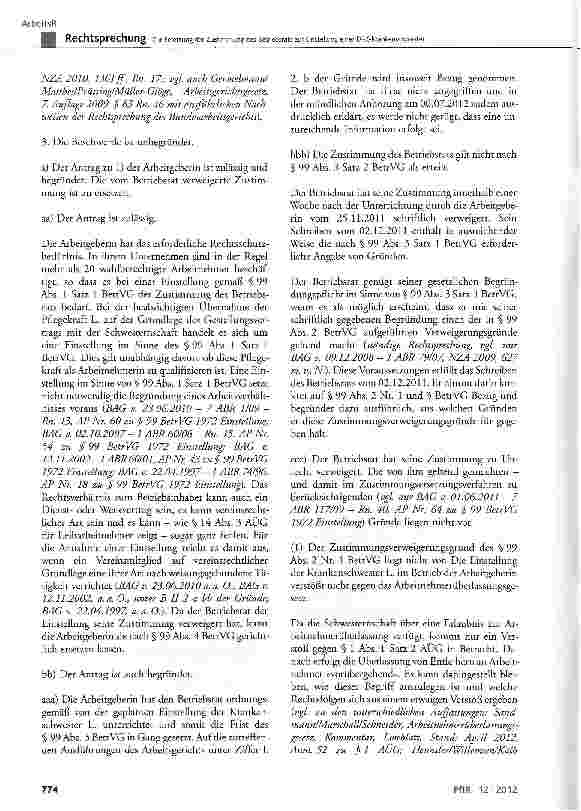 Vorschauseite 5: Zur Ersetzung der Zustimmung des Betriebsrats zur Einstellung einer DRK-KrankenschwesterBetrVG § 99; AÜG § 1 Abs. 1