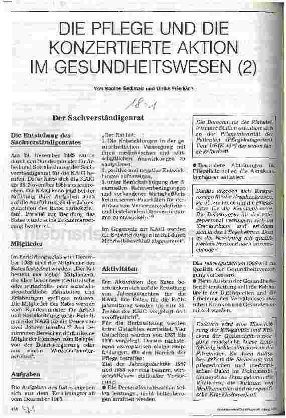 Vorschauseite 1: Die Pflege und die konzertierte Aktion im Gesundheitswesen (2)