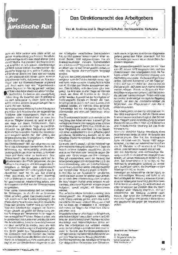 Vorschauseite 1: Das Direktionsrecht des Arbeitgebers