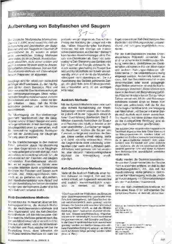 Vorschauseite 1: Aufbereitung von Babyflaschen und Saugern