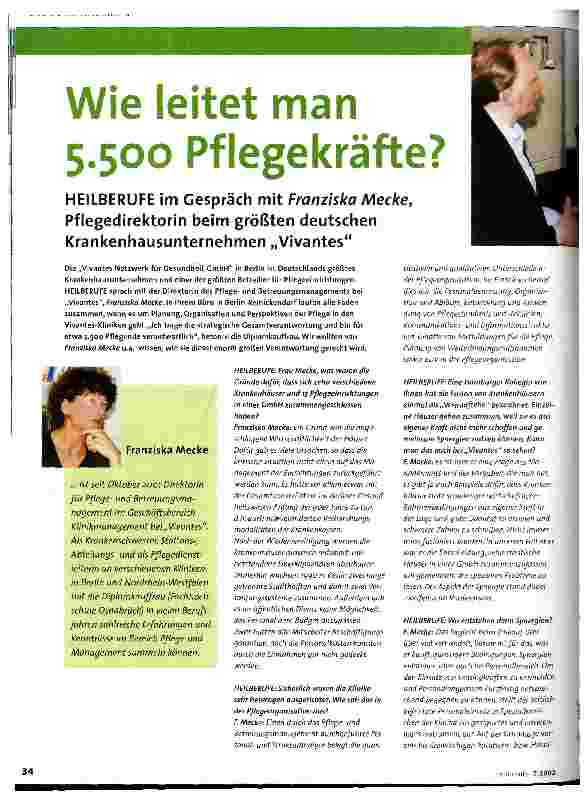 Vorschauseite 1: Wie leitet man 5500 Pflegekräfte?