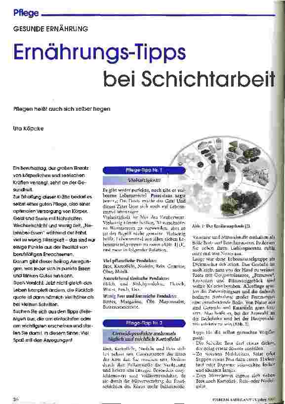 Vorschauseite 1: Ernährungs-Tipps bei Schichtarbeit Pflegen heißt auch sich selber hegen