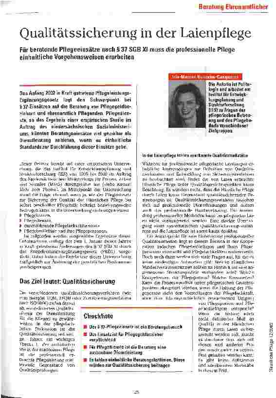 Vorschauseite 1: Qualitätssicherung in der Laienpflege