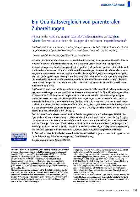Vorschauseite 1: Ein Qualitätsvergleich von parenteralen Zubereitungen