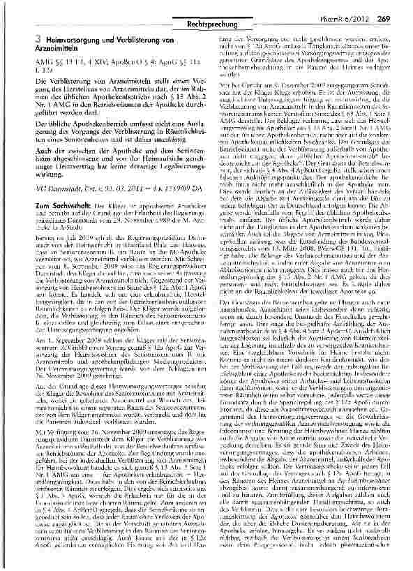 Vorschauseite 1: Heimversorgung und Verblisterung von Arzneimitteln