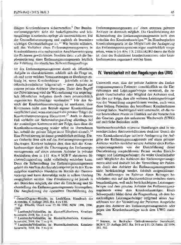 Vorschauseite 3: Das Entlassungsmanagement in Krankenhäusern und das Wettbewerbsrecht
