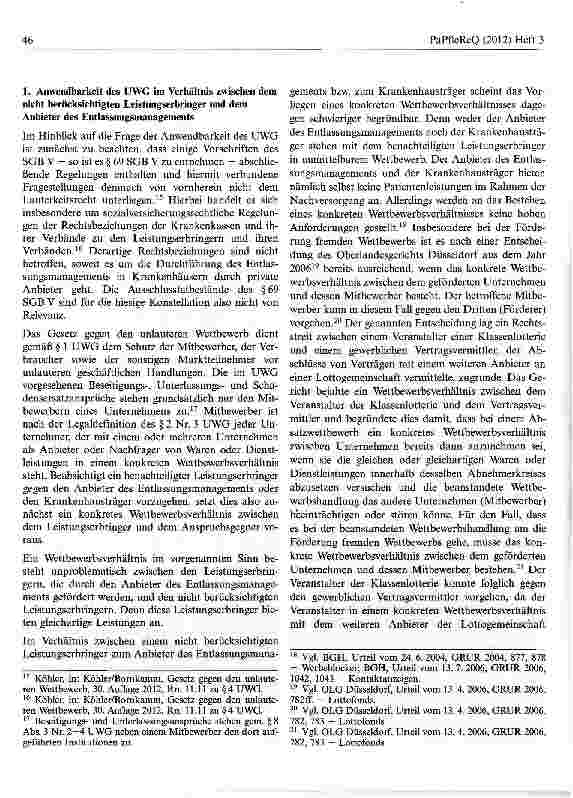 Vorschauseite 4: Das Entlassungsmanagement in Krankenhäusern und das Wettbewerbsrecht