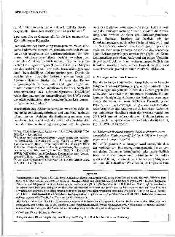 Vorschauseite 5: Das Entlassungsmanagement in Krankenhäusern und das Wettbewerbsrecht