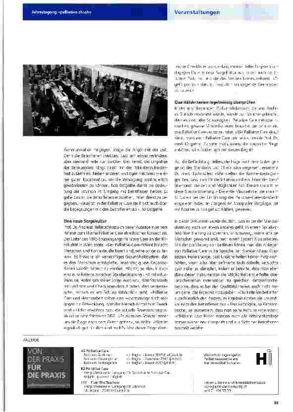 Vorschauseite 2: «Qualität in der Palliative Care -messbare Grosse oder eine Frage der Haltung? »