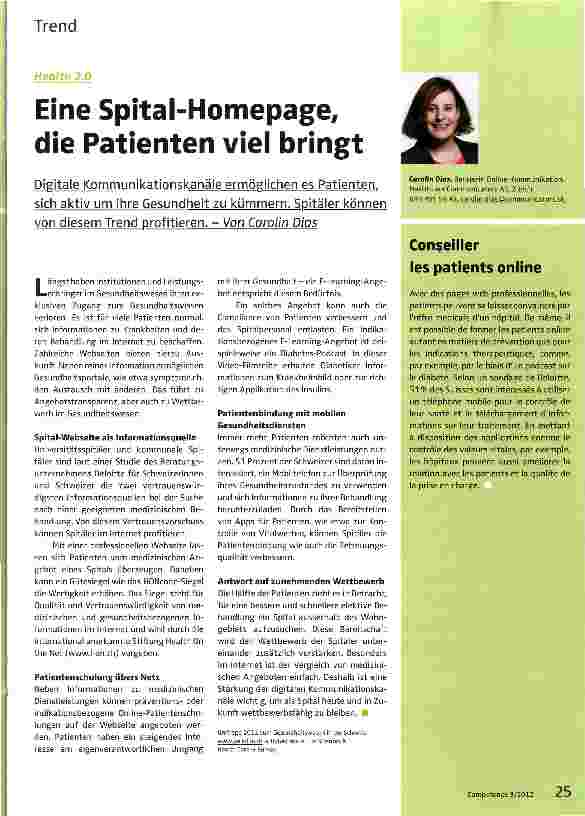 Vorschauseite 1: Eine Spital-Homepage, die Patienten viel bringt