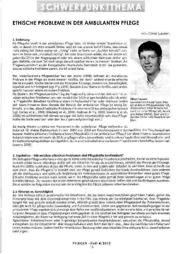Vorschauseite 1: ETHISCHE PROBLEME IN DER AMBULANTEN PFLEGE
