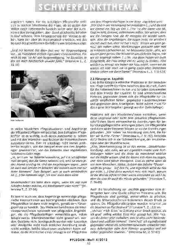 Vorschauseite 3: ETHISCHE PROBLEME IN DER AMBULANTEN PFLEGE