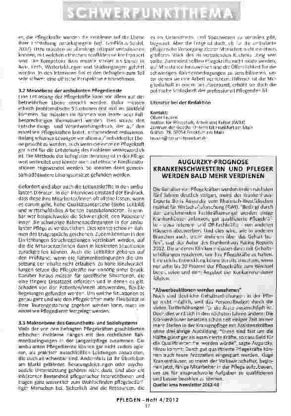 Vorschauseite 5: ETHISCHE PROBLEME IN DER AMBULANTEN PFLEGE