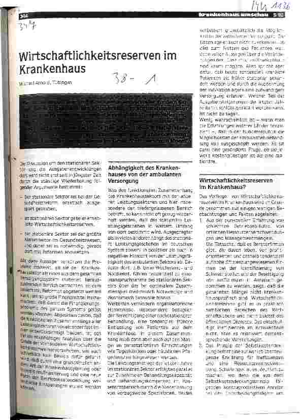 Vorschauseite 1: Wirtschaftlichkeitsreserven im Krankenhaus