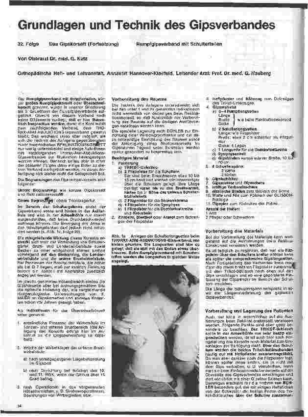 Vorschauseite 1: Grundlagen und Technik des Gipsverbandes 32. Folge: Das Gipskorsett (Fortsetzung)