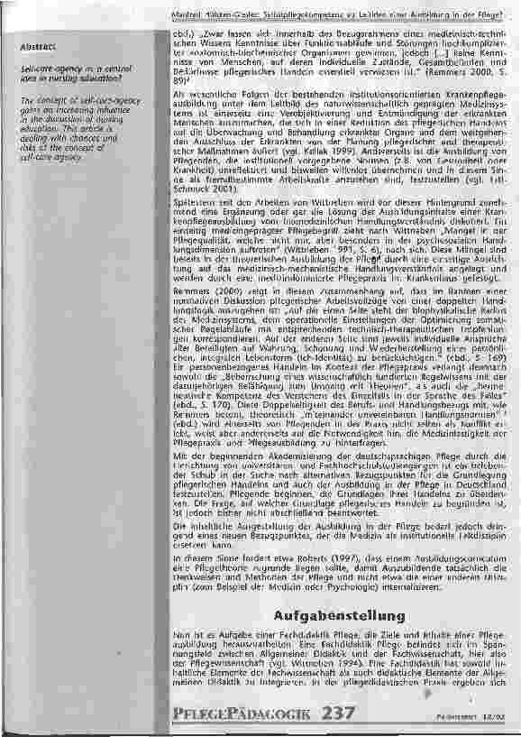 Vorschauseite 2: Selbstpflegekompetenz als Leitidee einer Ausbildung in der Pflege?