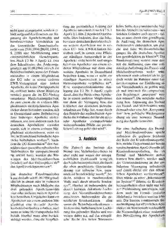Vorschauseite 5: Das apothekenrechtliche Verbot des Fremdund Mehrbesitzes Anmerkung zum Urteil des BGH im Fall Stange
