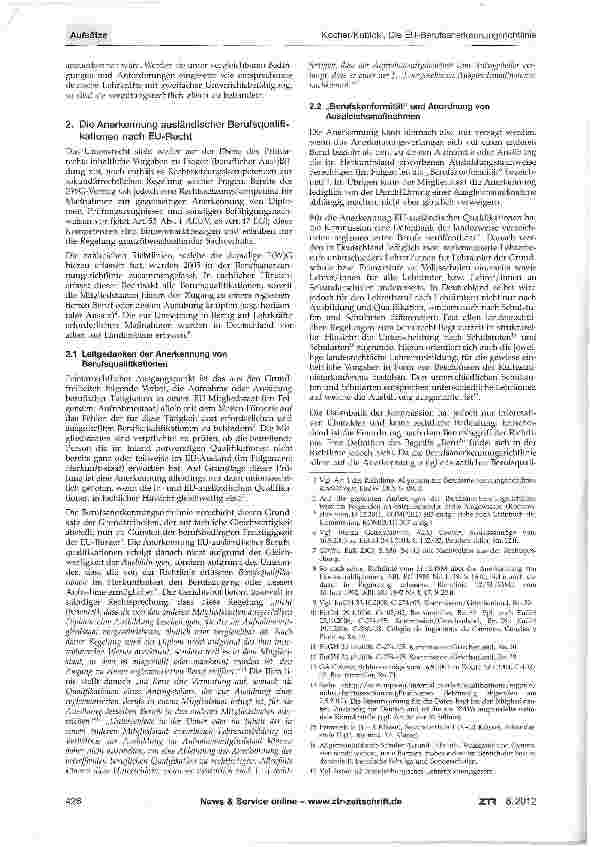 Vorschauseite 2: Die EU-Berufsanerkennungsrichtlinie und ihre Auswirkung auf die Vergütung von Lehrkräften des Schuldienstes