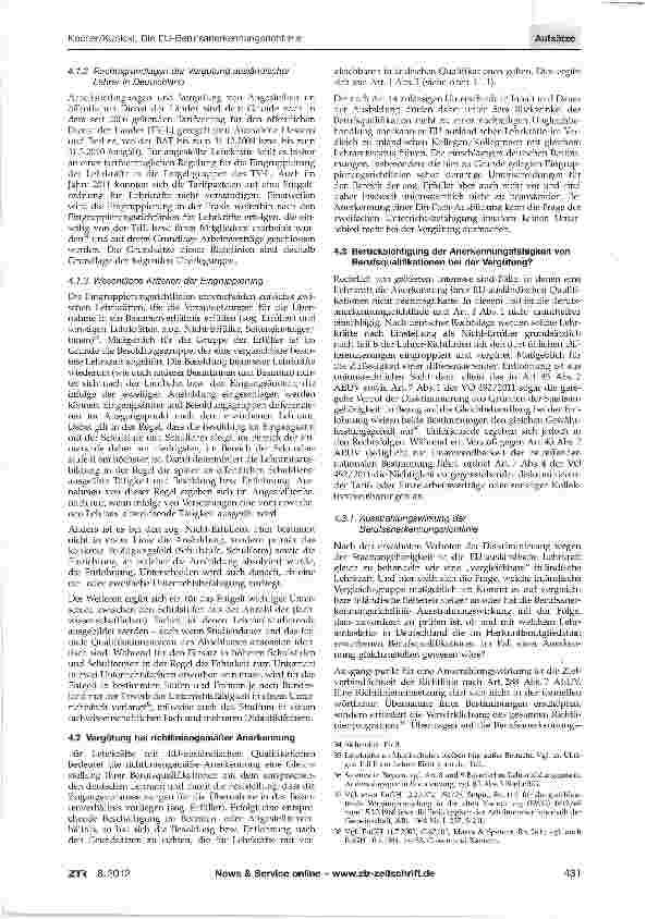 Vorschauseite 5: Die EU-Berufsanerkennungsrichtlinie und ihre Auswirkung auf die Vergütung von Lehrkräften des Schuldienstes