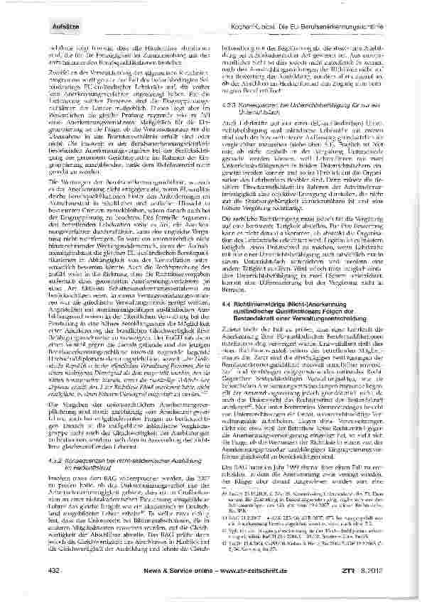 Vorschauseite 6: Die EU-Berufsanerkennungsrichtlinie und ihre Auswirkung auf die Vergütung von Lehrkräften des Schuldienstes
