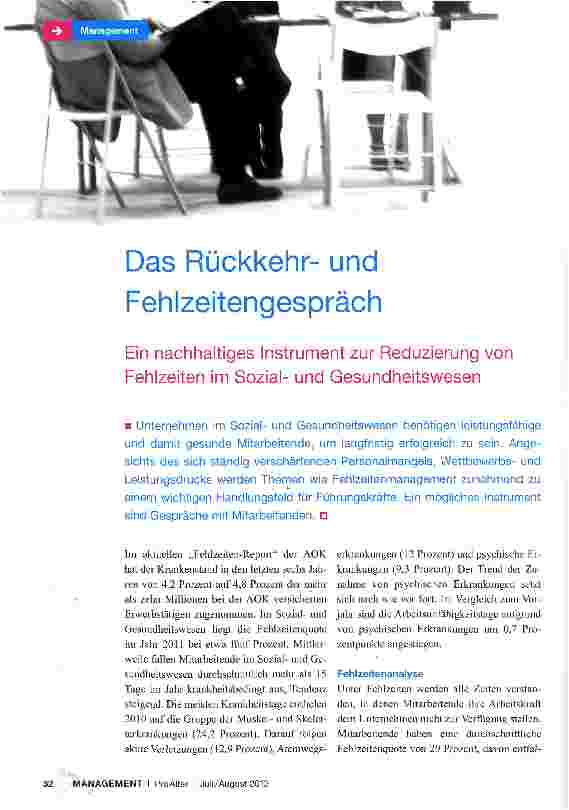 Vorschauseite 1: Das Rückkehrund Fehlzeitengespräch