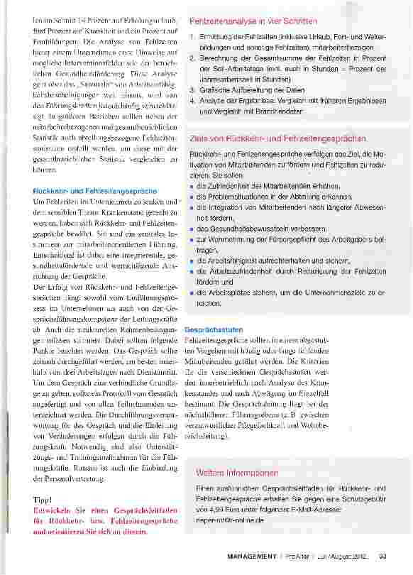 Vorschauseite 2: Das Rückkehrund Fehlzeitengespräch