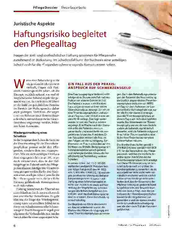 Vorschauseite 1: Haftungsrisiko begleitet den Pflegealltag
