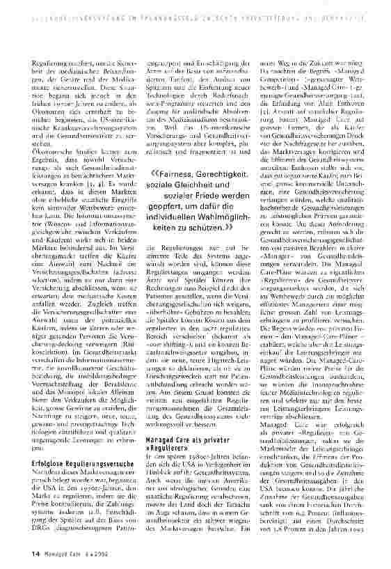 Vorschauseite 2: Erfahrungen mit Staatlicher und privater Regulierung imUS-amerikanischen Gesundheitssystem