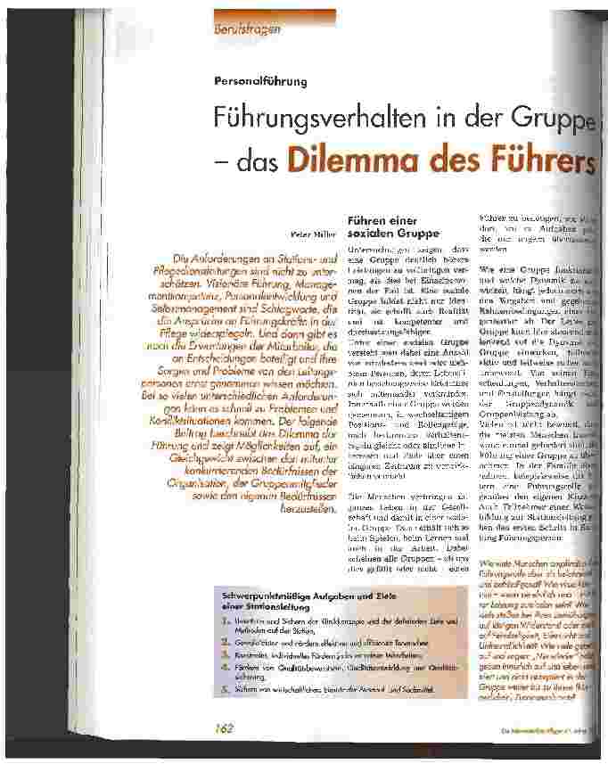Vorschauseite 1: Führungsverhalten in der Gruppe - das Dilemma des Führers