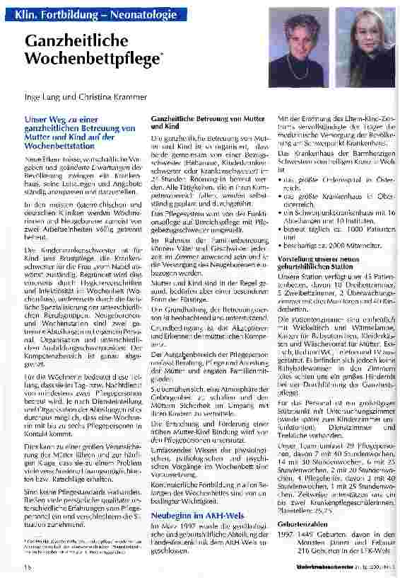 Vorschauseite 1: Ganzheitliche Wochenbettpflege Klin. Fortbildung - Neonatologie