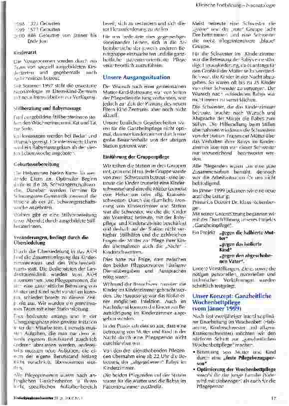Vorschauseite 2: Ganzheitliche Wochenbettpflege Klin. Fortbildung - Neonatologie