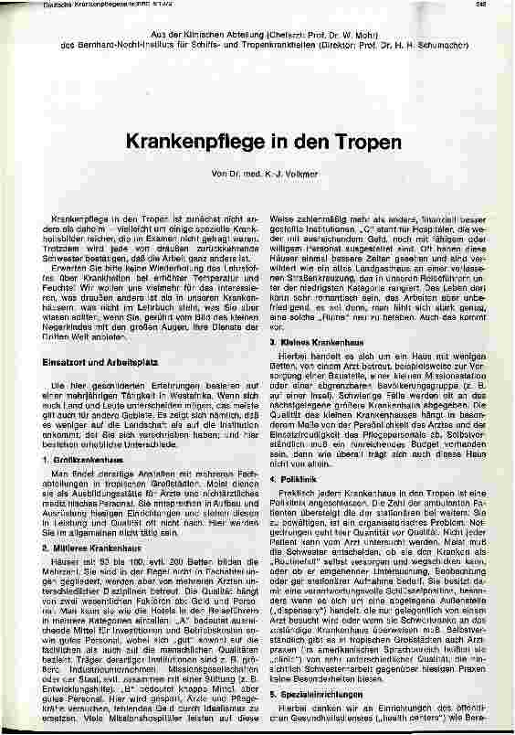 Vorschauseite 1: Krankenpflege in den Tropen