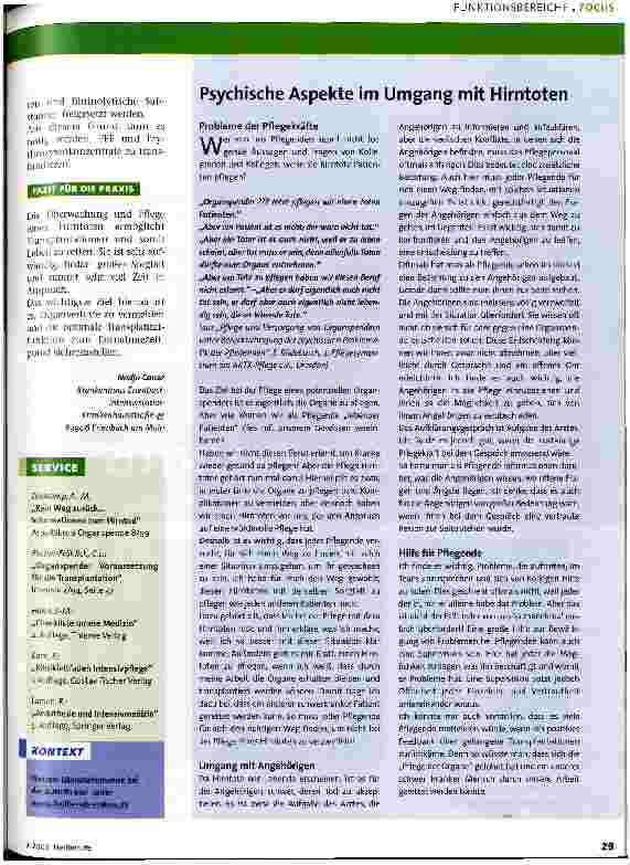 Vorschauseite 2: Pflege von Hirntoten bis zur Organentnahme