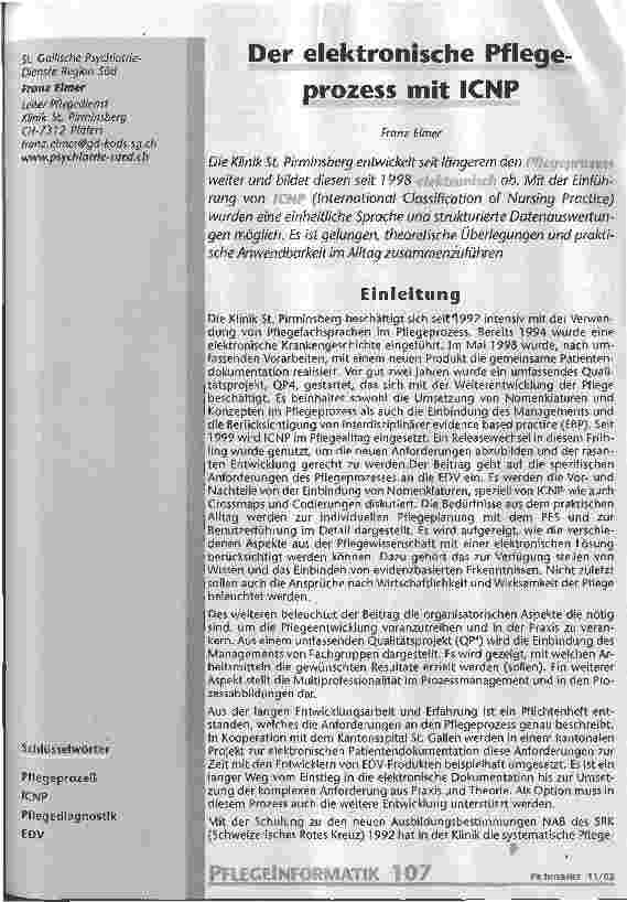 Vorschauseite 1: Der elektronische Pflegeprozess mit ICNP