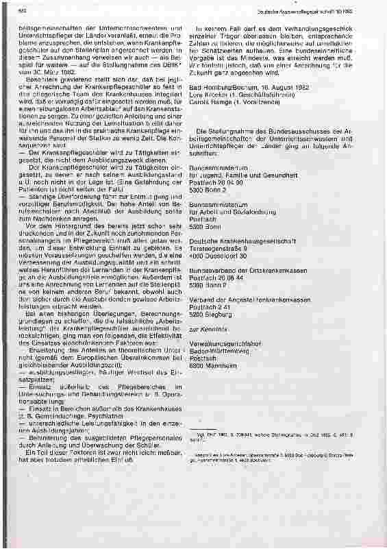 Vorschauseite 2: Diskussion um die Anrechnung von Krankenpflegeschüler/innen auf den Stellenplan in KH. Stellungsnahme Bundesausschuß Unterrichtskräfte....