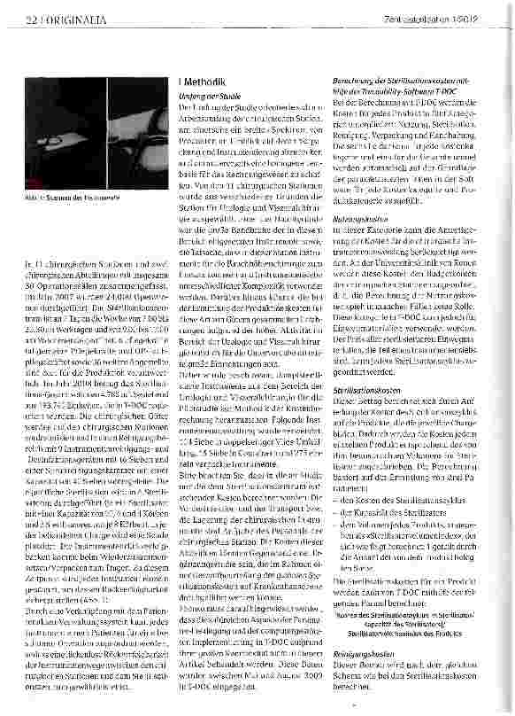 Vorschauseite 2: Nutzung der Softwareanwendung T-DOC® zur Berechnung von Sterilisationskosten