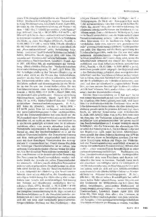Vorschauseite 3: Fehlende Rechtsmittelbefugnis eines ehemaligen Dienststellenleiters bei einem Streit um die Wirksamkeit einer Dienstvereinbarung