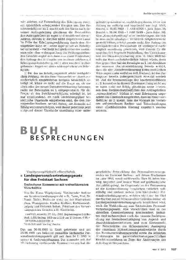 Vorschauseite 5: Fehlende Rechtsmittelbefugnis eines ehemaligen Dienststellenleiters bei einem Streit um die Wirksamkeit einer Dienstvereinbarung