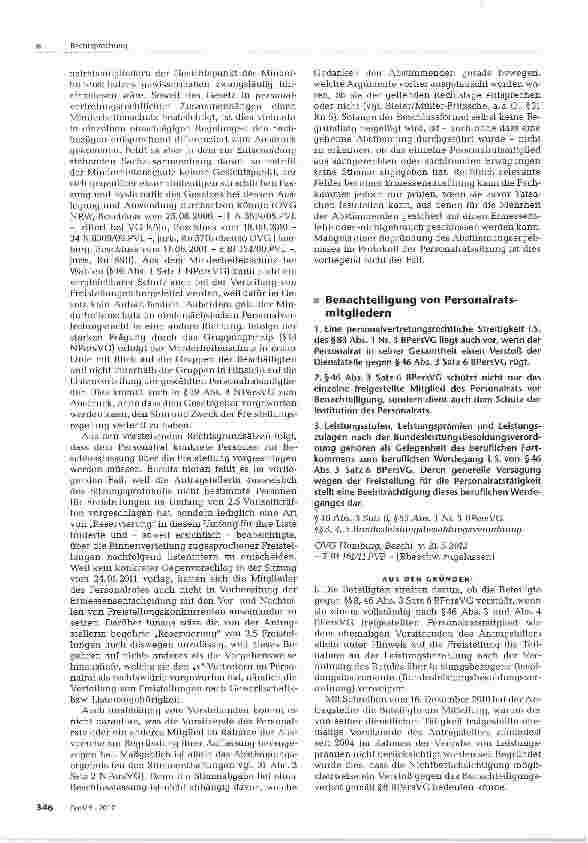 Vorschauseite 1: Benachteiligung von Personalratsmitgliedern