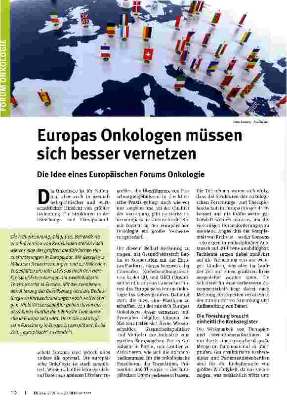 Vorschauseite 1: Europas Onkologen müssen sich besser vernetzen