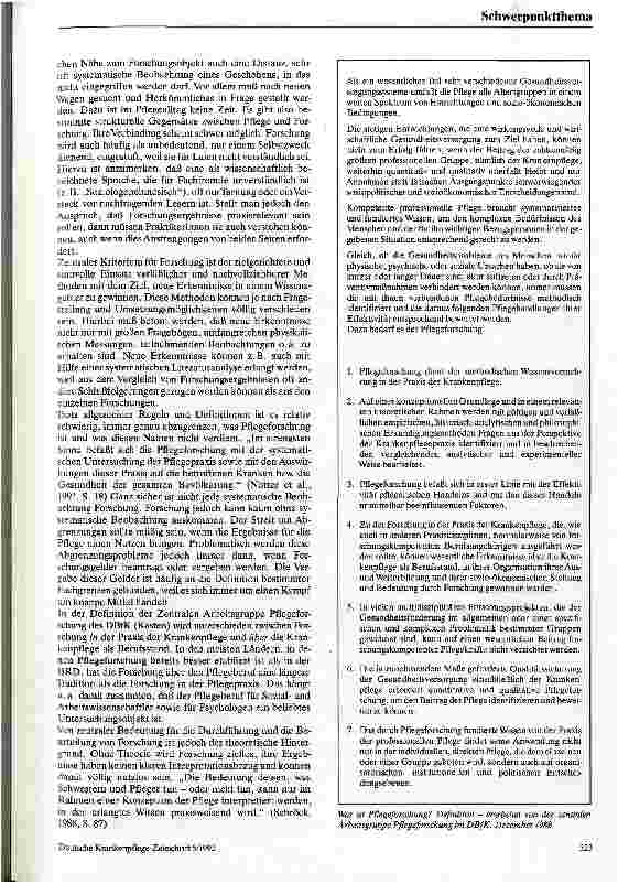 Vorschauseite 2: Die Bedeutung der Pflegeforschung für die Krankenpflege