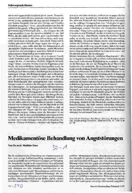 Vorschauseite 1: Medikamentöse Behandlung von Angststörungen