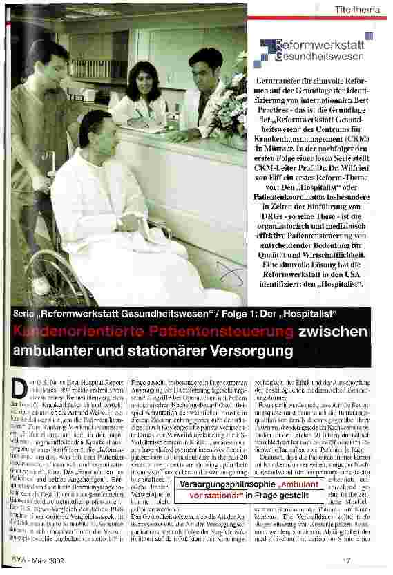 Vorschauseite 1: Kundenorientierte Patientensteuerung zwischen ambulanter und stationärer Versorgung Serie Reformwerkstatt Gesundheitswesen/Folge 1: Hospitalist