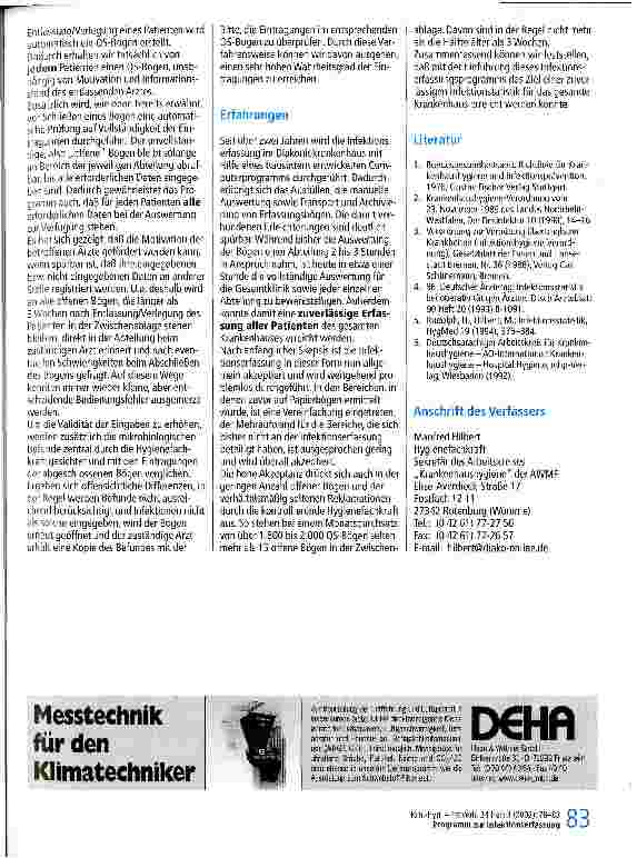 Vorschauseite 5: Entwicklung eines elektronischen Programms zur Infektionserfassung und erste Erfahrungen im Krankenhauseinsatz