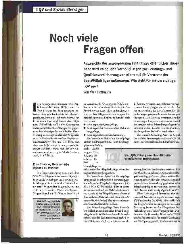 Vorschauseite 1: Noch viele Fragen offen