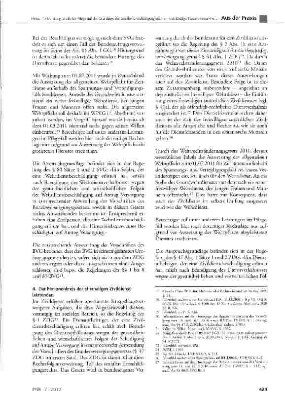 Vorschauseite 3: Finanzierung häuslicher Pflege auf der Grundlage des Sozialen Entschädigungsrechts - Vollständige Kostenübernahme anlässlich ambulanter Pflege